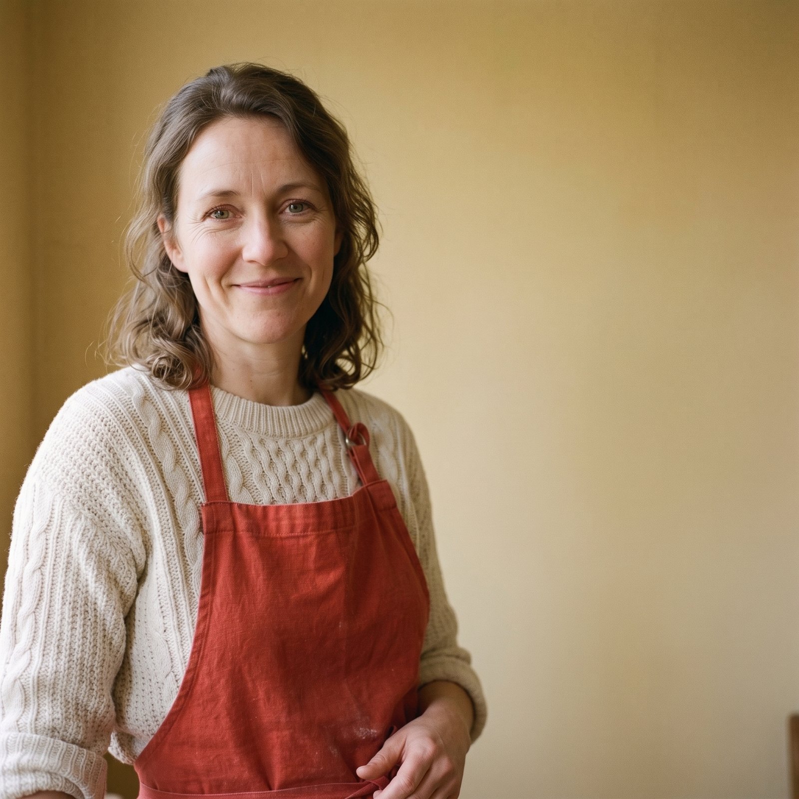 Emma Carter, the home cook behind Yum Home Kitchen, smiling in her apron